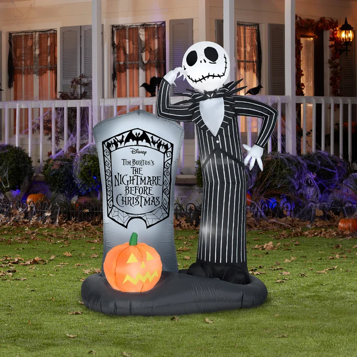 Disney Jack Skellington with Tombstone Inflatable Ideas for Halloween Decorations