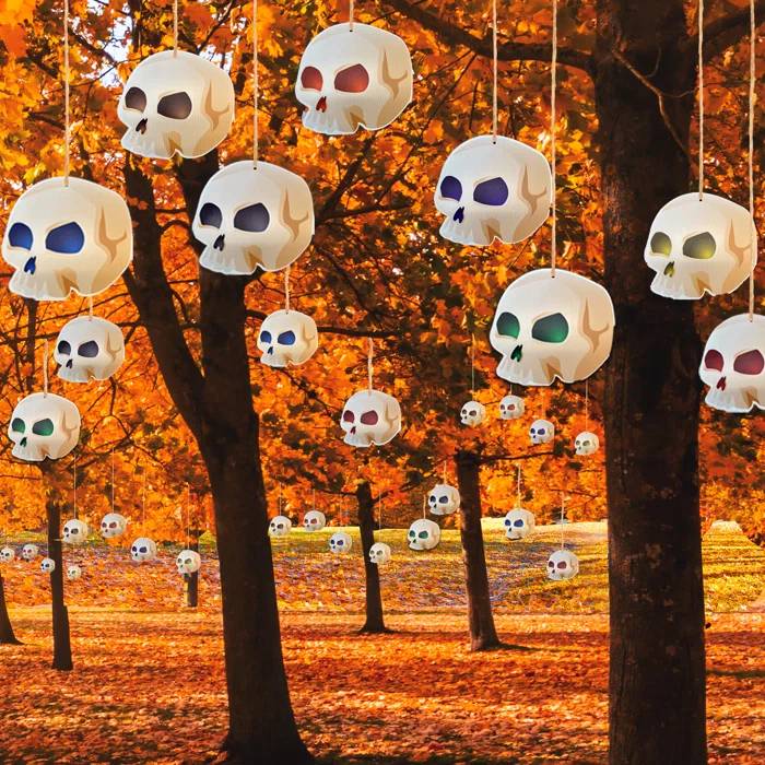 Lawn Decorations Hanging Skulls set Ideas for Halloween Decorations