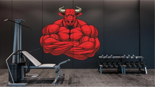 Angry Gym Bull Wall Decal - Motivational Wall Sticker