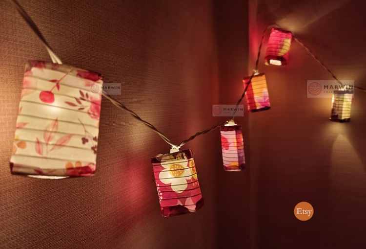 Colorful String Japanese Paper Lantern Shades Fairy Bedroom Home Decor Lights