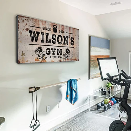 Personalized Gym Sign Wall Art Home Gym Decor