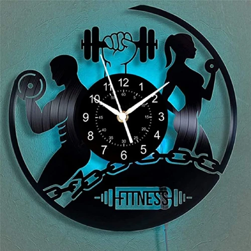 Wall Clock 12inch LP Black Vinyl Record Art Bodybuilding Decor